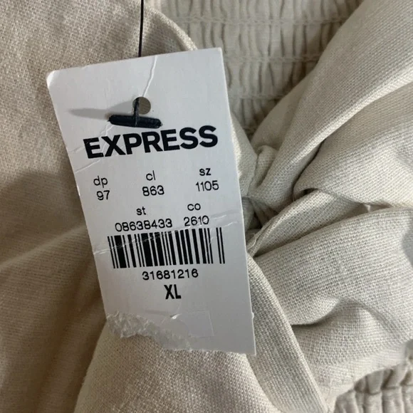 5/$25 New With Tags Express Linen-Blend Tie Front Bandeau Top. - Picture 5 of 6